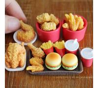 7/10/17 pièces Mini nourriture mignonne, incluant un seau de poulet frit et un hamburger, idéal pour la décoration de Noël, de fête d'anniversaire, de cuisine et pour jouer avec les poupées Blyth et O