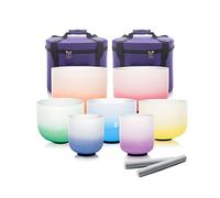 7-12 Pouces Bonbons Couleur Cristal Bols Chantants 432hz Chakra Ensembles avec Sacs De Transport Robustes 2 Pcs Bâtons en Daim Maillets en Caoutchouc, 432hz New Case