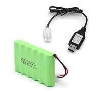 7,2V 2400mAh Batterie pour RC Voiture électrique Monster Truck USB Câble | Pour Camion Construction Benne Blindé, Radiocommandé, Fiche KET Tamiya, Rechargeable, Câble Chargeur USB inclus