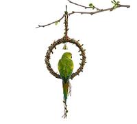 7.3 inch Small Bird Hammock Bed - Natural Straw Parrot Swing & Cage Hanging Perch Chew Toy | Shredder Foraging Ring Toy Decoration for Parakeet, Lovebird, Finch & Enclosures