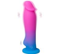 7.5 in Silicone Dildo Vibrator 8 Modes Climax G-spot/Clit/Anal with Suction Cup Base Waterproof Pink Blue
