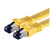7,5 m - Câble patch haut de gamme Cat8.1 plat jaune - 1 pièce Câble réseau 40 Gigabit Câble Ethernet LAN 40000 Mbits 2000 MHz Câble patch Câble Cat8 LSZH UFTP PIMF Prise Rj45-1 x 7,5 mètres