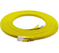 7.5 m-gelb-1 Stück CAT.7 Gigabit Ethernet LAN Netzwerkkabel (10Gbps)-Flachbandkabel-Verlegekabel CAT5 CAT6 kompatibel Flachband Flachkabel Patchkabel Lankabel
