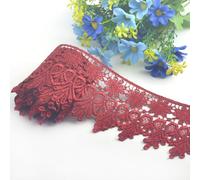 7.5 Yards fleur dentelle bordure 9cm garniture garniture largeur européenne Chip Pattern élastique broderie dentelle bordure pour la couture, emballage cadeau, décoration de mariage (rouge)