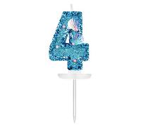 7,5cm Bougies d'Anniversaire Numérotées, Bleu Bougies Numéro Paillettes Coquillage Bougie Numéro Anniversaire 3D Bougies de Gâteau Décoration pour Anniversaire Fête à Thème Sirène (4)
