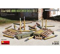 7.5cm Pak40 Ammo Boîtes With Shells Set 2 1:3 5 Plastique Model Kit Miniart