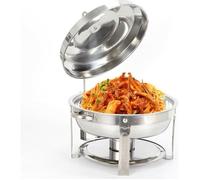 7,5L Chauffe-Plat Rond en Acier Inoxydable Restaurant Buffet Chaud Banquet Buffets Chauffants Pot Cover en Acier Inoxydable