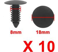 7,5mm Trou Clips de retenue Rivets d'entraînement en plastique Clips enfichables Garde-boue Pare-chocs 10Pcs