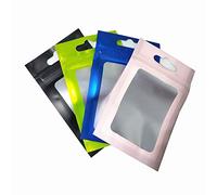 7.5x12cm Effacer la fenêtre Aluminium Foil Zip de verrouillage de l'emballage Accessoires électroniques pochette de rangement bijoux Mylar Hang Bag Trou 100pcs(Matte Green)