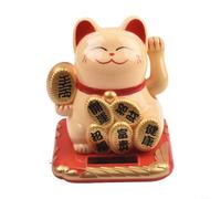 7,6 cm - Chat porte-bonheur en plastique - Décoration de voiture et de maison - Figurine balançoire écologique (brique dorée jaune)