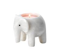 7,6 cm Photophore pour Bougie Chauffe-Plat Éléphant en Marbre Blanc - Lumière de Thé Incluse!