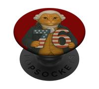 7-6 George Washington Seven Six American Cat PopSockets PopGrip Adhésif