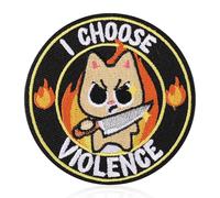 7,62cm I Choose Violence Drôle Chat Patchs Auto-Agrippants, Mignon Applique Brodée Militaire Patch Moral pour Sacs à Dos Gilet Chapeau Harnais pour Chien Jeans Vêtements