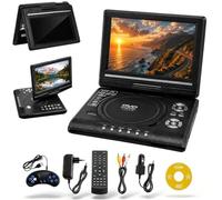 7.8" HD Portable DVD/EVD Player, Rechargeable Large Screen Media Player, Mini Compact Media Player, 270° Swivel, Dual Speakers & AV Output | USB SD Support for Home Car Travel Use (1Pcs)