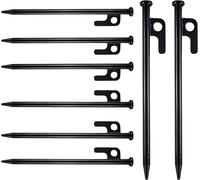 7.87 Inch Camping Fixing Pegs,Corrosion Resistant Metal Pegs,With Hook And Hole,For Camping,Travel,Party