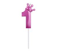 7,8cm Bougie Numéro d'Anniversaire, Grande Bougies Numérotées pour Gâteau Bougie d'Anniversaire avec Couronne Bougies Numérotées 3D pour Anniversaire Mariage Remise des Diplômes (Violet, 1)