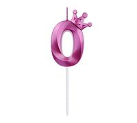 7,8cm Bougie Numéro d'Anniversaire, Grande Bougies Numérotées pour Gâteau Bougie d'Anniversaire avec Couronne Bougies Numérotées 3D pour Anniversaire Mariage Remise des Diplômes (Violet, 0)