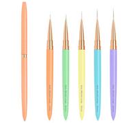 7/9/11/15/18mm Pinceau Nail Art Ongles Professionnel avec Capuchon Bouchon 5 Pièces - LEA-SHALL Pinceaux Liner Ultra Très Fin pour Ongle Gel, Peinture Acrylique, UV Construction, Brosses French Set