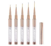 7/9/11/15/20mm Pinceau Nail Art Ongles Professionnel avec Capuchon Bouchon 5 Pièces - LEA-SHALL Pinceaux Liner Ultra Fin pour Ongle Gel, Peinture Acrylique, UV Construction, Brosses French Set