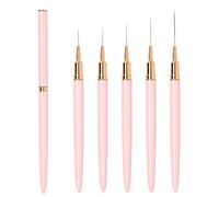 7/9/11/15/25mm Pinceau Nail Art Ongles Professionnel avec Capuchon Bouchon 5 Pièces - LEA-SHALL Pinceaux Liner Ultra Très Fin pour Ongle Gel, Peinture Acrylique, UV Construction, Brosses French Set