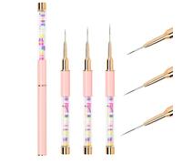 7/9/11mm Pinceau Nail Art Ongles Professionnel avec Capuchon Bouchon 3 Pièces - LEA-SHALL Pinceaux Liner Fin pour Ongle Gel, Peinture Acrylique, UV Construction, Brosses French Set Rose