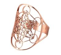 7 Anneaux d'archanges, anneau de cube de Metatron Coudure géométrie sacrée pour hommes et femmes en acier inoxydable ovale, cube métatron, une taille, or rose
