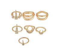 7 anneaux de lune de lèvres de lune de Bohème femmes s Set - Triangle géométrique/Vintage/Bohemian Ring pour mariage/fête/anniversaire très pratique et populaireTraitement professionnel