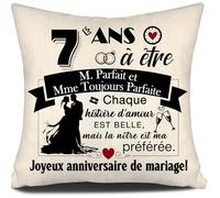 7 Ans à être Monsieur Parfait et Madame Toujours Parfaite Housse de Coussin Anniversaire pour Couples Femmes Hommes Épouse Mari Cadeau Mariage Cadeau 7ème Anniversaire Housse de Coussin (7 Ans-a)