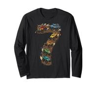 7 Ans Anniversaire Monster Truck Rally Flammes Manche Longue
