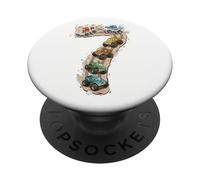 7 Ans Anniversaire Monster Truck Rally Flammes PopSockets PopGrip Adhésif