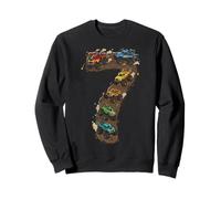 7 Ans Anniversaire Monster Truck Rally Flammes Sweatshirt