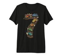 7 Ans Anniversaire Monster Truck Rally Flammes T-Shirt Haut de Gamme