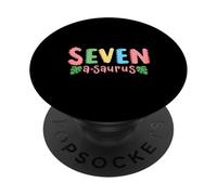 7 ans Saurus Kids Dinosaure 7ème anniversaire Famille PopSockets PopGrip Adhésif