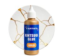 7 Artists Colle Kintsugi Or 80 ml - Colle Doree pour Réparation Ceramique, Porcelaine et Verre | Kintsugi Kit de Réparation Japonaise DIY | Kintsuglue