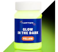 7 Artists Peinture Phosphorescente Jaune 100 ml - Peinture Fluorescente dans le Noir à Base d’Eau | Vernis Acrylique Fluo pour Bois, Papier et Mur | Glow in the Dark Deco