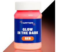 7 Artists Peinture Phosphorescente Rouge 100 ml - Peinture Fluorescente dans le Noir à Base d’Eau | Vernis Acrylique Fluo pour Bois, Papier et Mur | Glow in the Dark Deco