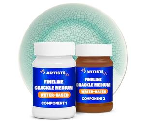 7 Artists Vernis Craquelé Set 2 x 100 ml - Vernis à Craqueler 2 Composants à Base d’Eau pour Effet Craquelure Fin | Peinture Craquelée, Médium à Craqueler pour Acrylique, Toile, Verre