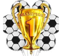 7 ballons de football et trophées, ballons en aluminium en forme | Kit complet de ballons sur le thème du football pour anniversaire d'enfant, décorations de fête sur le thème du football