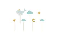 Cake Topper baleine 13,5cm menthe or Set de 7