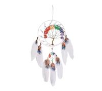 7 chakras blanc arbre de vie attrape-rêves décoration murale avec arc-en-ciel guérison pierre cristal fait à la main plume attrape-rêves décoration murale pour chambre à coucher décoration bénédiction
