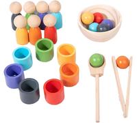 7 Colors Rainbow Balls and Cup Montessori Kids Wooden Toy Color Classification Doll Toy 3 Years +