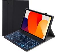 7 Colours Backlit Keyboard Case for Xiaomi Redmi Pad SE Slim Cover with Removable Wireless Magnetic QWERTY Keyboard for Redmi Pad SE 11 Inch (Black)