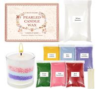 7 Colours Pearl Candle Kit 1 Kg With 15 Wicks,White Pearl Wax For Powder Candle,Wax Sand For Candle With Wick