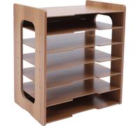 7 couches de bois porte-documents casiers de rangement Organisateur de bureau porte-documents A4 bac à papier (brun) pour le bureau école