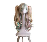 7 couleurs Lolita Cosplay perruques multi-couleur synthétique perruque longue bouclée Double queue de cheval perruque Halloween fête Costume perruque + perruque casquette A2