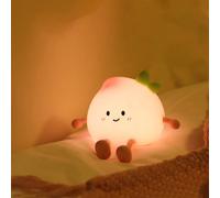 7 couleurs Veilleuse en forme de pêche en silicone réglable, rechargeable par USB avec fonction de minuterie, convient pour les cadeaux de fête Longueur 130 * largeur 128 * hauteur 93 mmSilicone