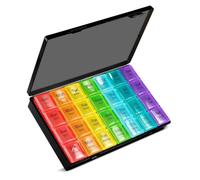 7-Day Large Pill Organizer, 4 Daily Doses, 28 Compartments, Moisture-Proof, Compartment Sealed Pill Box