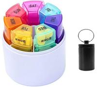 7 Days (4 A Day) Pill Box-Round Pill Box With Free Aluminum Keyring,Multi-Colour,Bpa-Free,Moisture Resistant-Ideal For Medicine,Vitamins