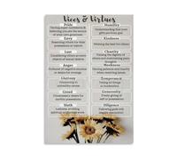 7 Deadly Sins Chart Poster 7 Virtues Canvas Print Inspirational Wall Decor for Office Library(Framed,16X24inch(40X60cm))