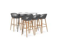 vidaXL Ensemble de bar 7 pcs Blanc et gris
